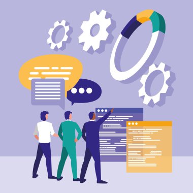 Grup iş adamları ile konuşma balonu