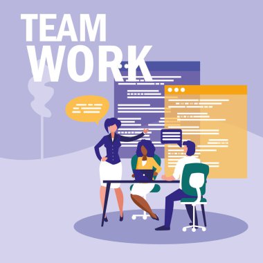 Grup iş adamları ile konuşma balonu