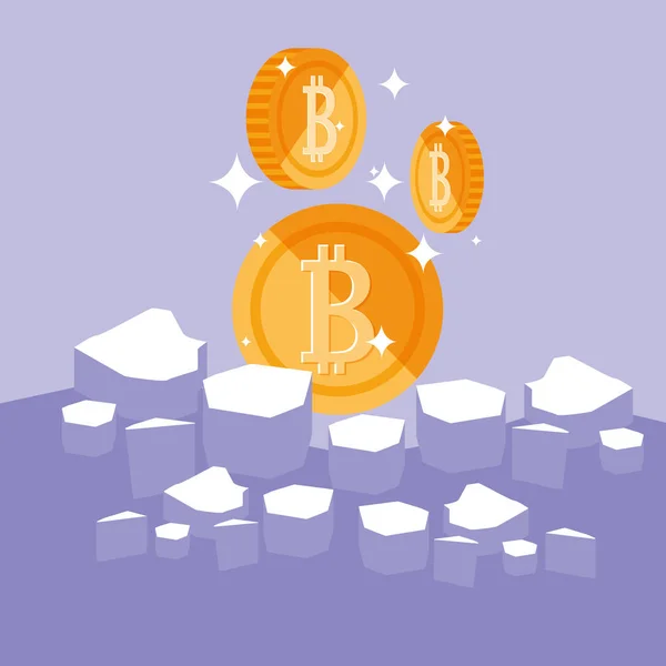 Cripto minería bitcoin iconos — Vector de stock