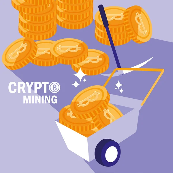 Cripto minería bitcoin iconos — Archivo Imágenes Vectoriales