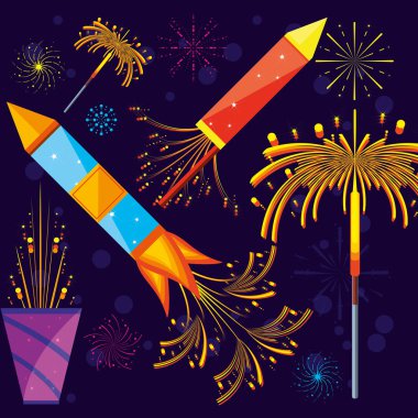 kutlamaları havai fişek sahne simgesi