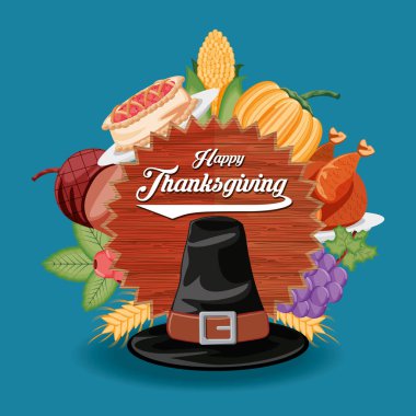 pilgrim hat with frame of thanksgiving day clipart
