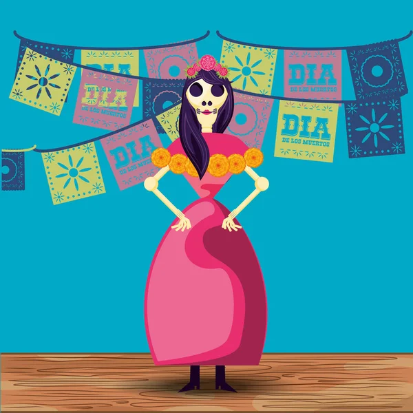 Catrina cráneo día de la parte muerta — Vector de stock