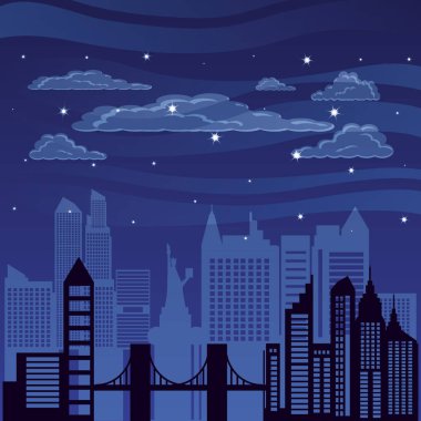 Cityscape binalar sahne gece ile