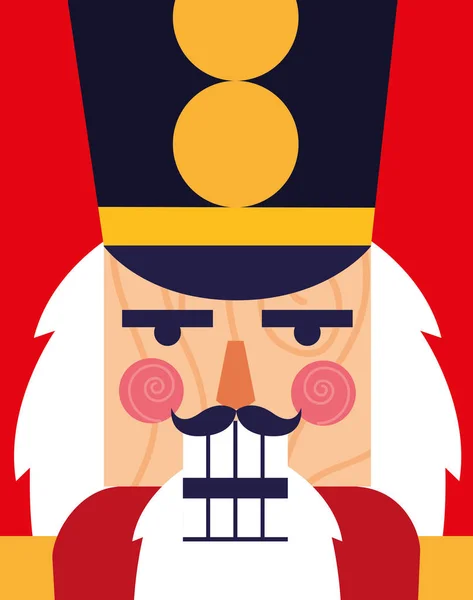 Visage de nutcracker soldat jouet icône — Image vectorielle