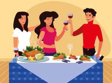 Şükran günü kutlama arkadaş grubu