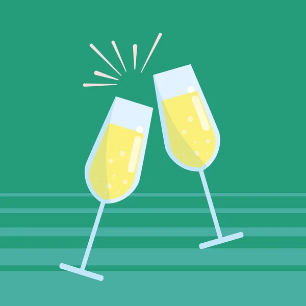 Cups of champagne toast isolated icon — Stock Vector