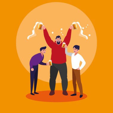 Erkek parti avatar karakter kutluyor mutlu