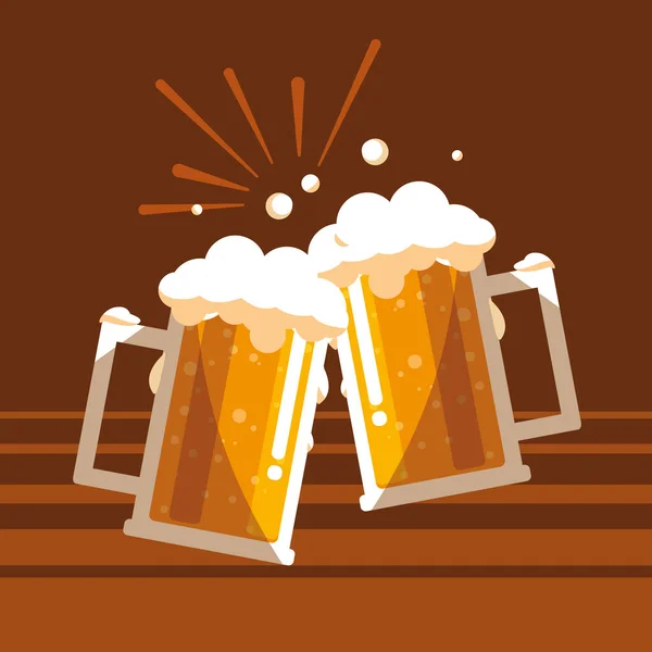 Piwo słoiki toast ikona na białym tle — Wektor stockowy