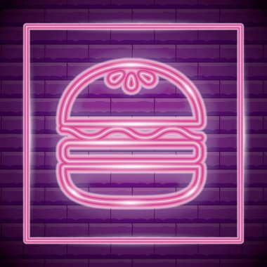 Hamburger neon ışık etiket