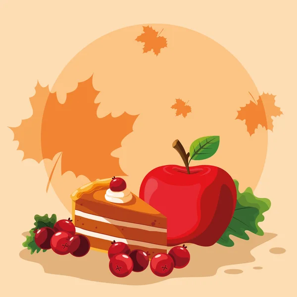 Pie with apple for thanksgiving day — Stock Vector