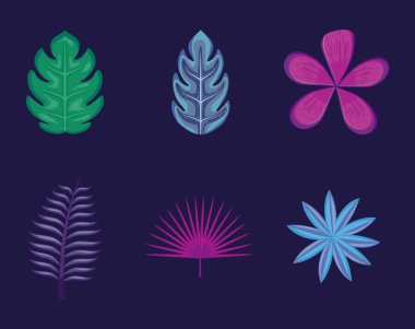 tropikal yapraklar ve çiçekler