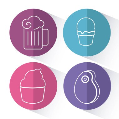 fast food ve içki simge kümesi