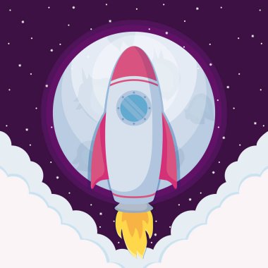 başlangıç roket bulutlar ve ay ile