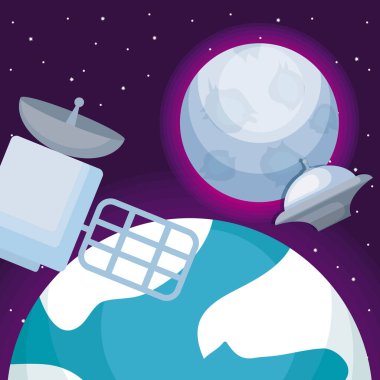 gezegen dünya ve ay ile uzay uydu