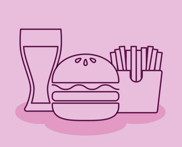 Fast Food mit Getränk isoliert Symbol — Stockvektor