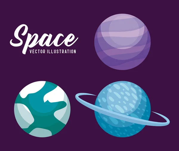 Set of planets space universe icon — Stock Vector