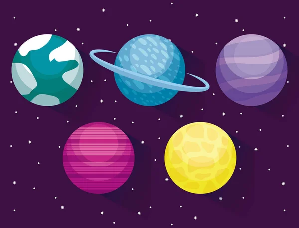 Planeten ruimte universum pictogram — Stockvector