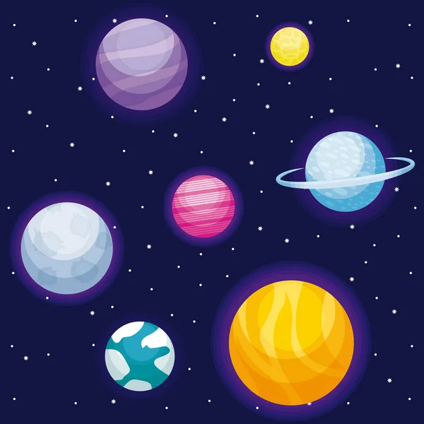 Planètes espace univers icône — Image vectorielle