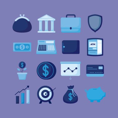 Portföy ile ekonomi Icons set