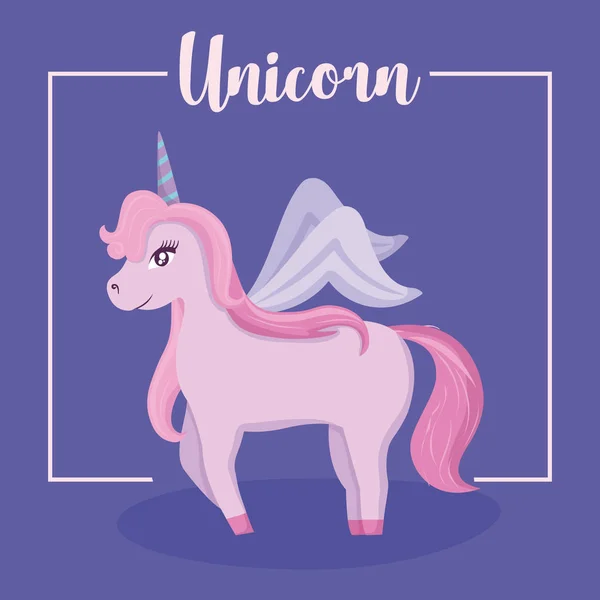 Unicorn lucu dongeng - Stok Vektor