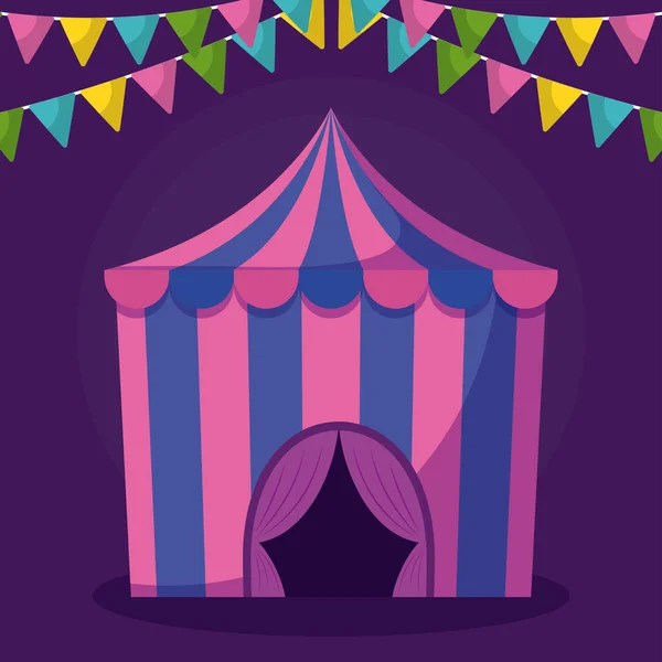 Circus tent with garlands isolated icon — Stock Vector