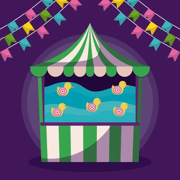 Jogo de tenda de circo com guirlandas ícone isolado — Vetor de Stock