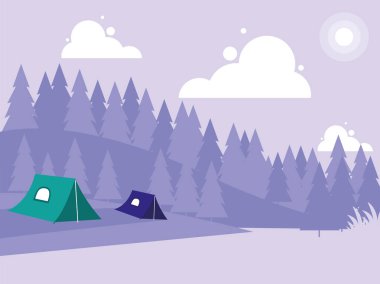 dağlar ve çadır kamp, yaratıcı yatay