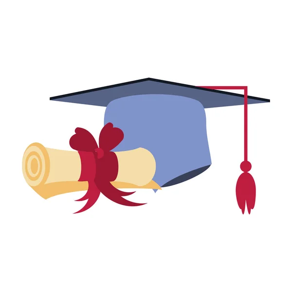 Graduación sombrero con el certificado icono aislado — Archivo Imágenes Vectoriales