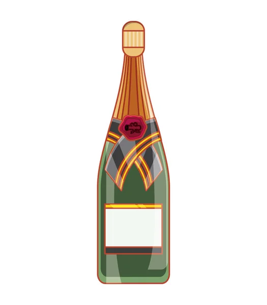 Bottle of champagne isolated icon — Stock Vector