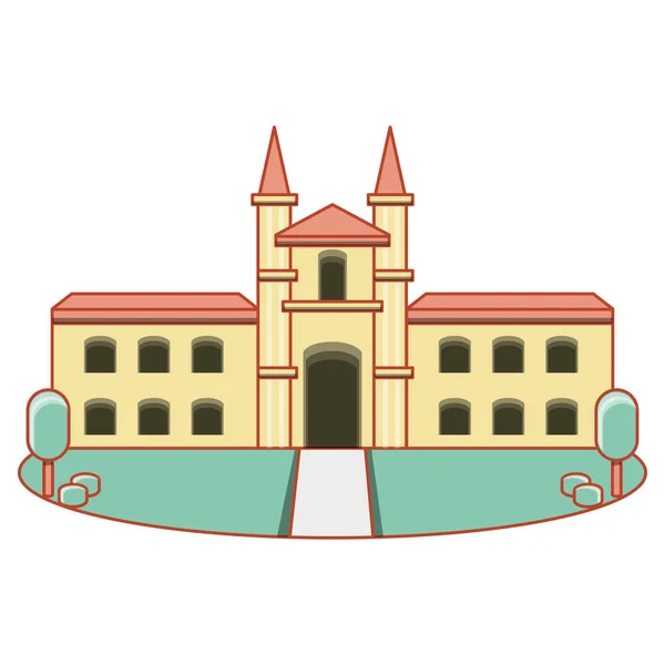 Edificio universidad aislado icono — Vector de stock