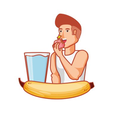 taze meyve ile genç atletik erkek