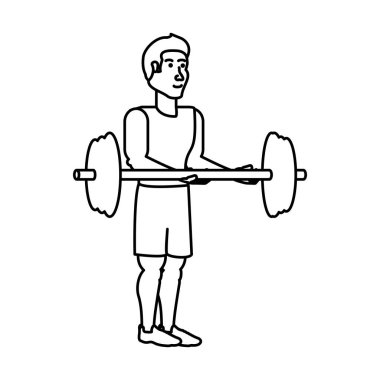 Halter sporu ile genç atletik erkek