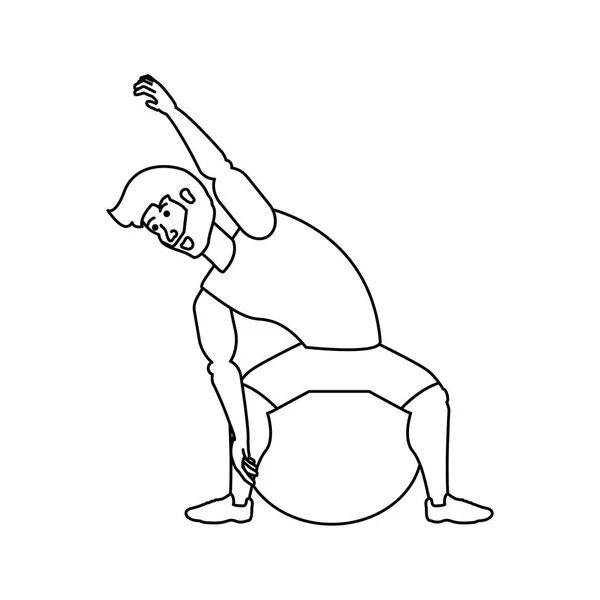 年轻的运动男子练习普拉提 — 图库矢量图片