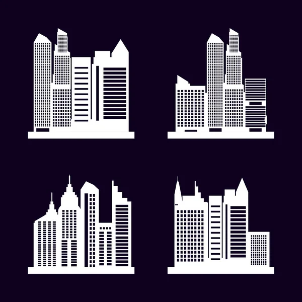 Set cityscapes with buildings icon — Stock Vector