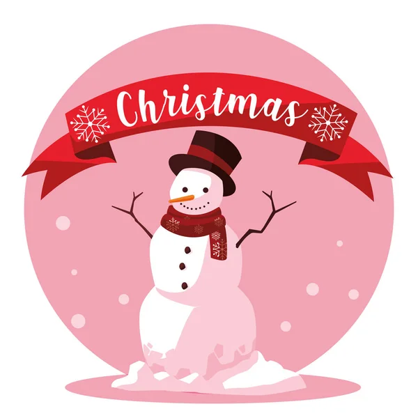 Snowman of christmas with ribbon — Stock Vector