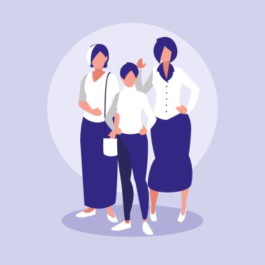 bir grup aile üyesi karakter