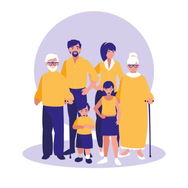 bir grup aile üyesi karakter
