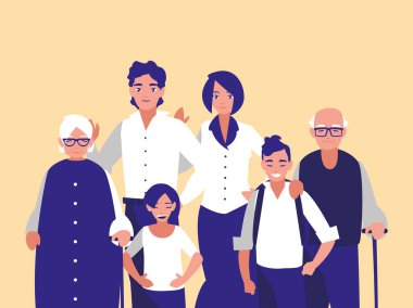 bir grup aile üyesi karakter