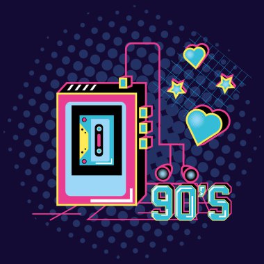 90'ların kulaklık ile Walkman retro