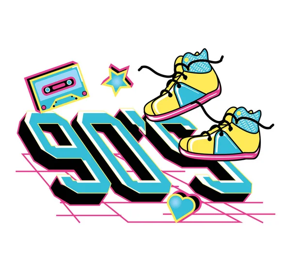 90'ların tenis ayakkabı retro — Stok Vektör