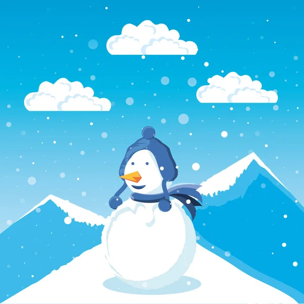 Sneeuwpop met winterlandschap van Kerstmis — Stockvector