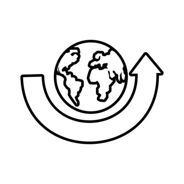 seyyare yerküre ile izole simgesi yukarı ok