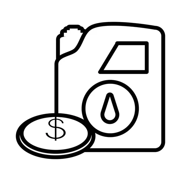 Gallon of gasoline with coin money — Stock Vector