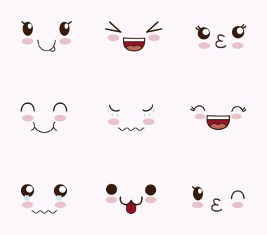 şirin yüzler kawaii kümesi