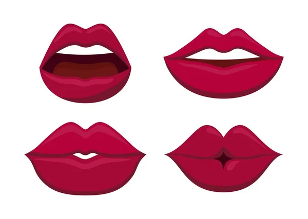 Set van sensualiteit vrouwelijke lippen pictogram — Stockvector