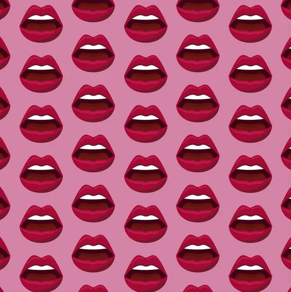 Sensualidade padrão de lábios femininos — Vetor de Stock