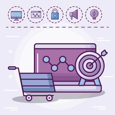 alışveriş sepeti set simgeleri ile