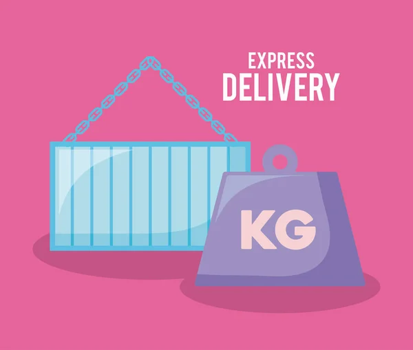 Kontainer layanan pengiriman dengan kilogram - Stok Vektor