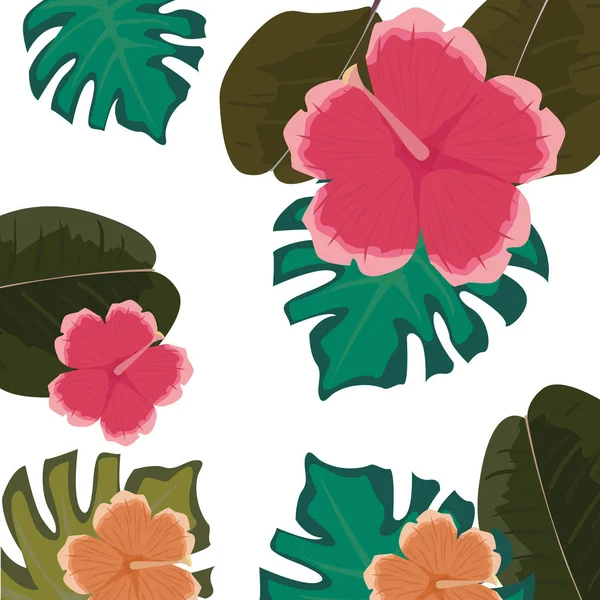Flores hojas decoración patrón fondo — Archivo Imágenes Vectoriales
